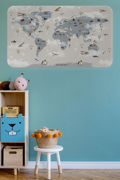 Dropcek eticaret Educational World Map World Atlas Children's and Baby's Room Wall Sticker-85x130-3826