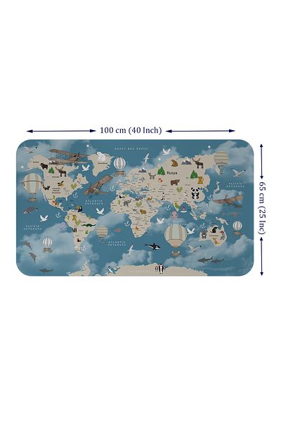Dropcek eticaret Educational World Map World Atlas Children's and Baby's Room Wall Sticker -60x105-3827
