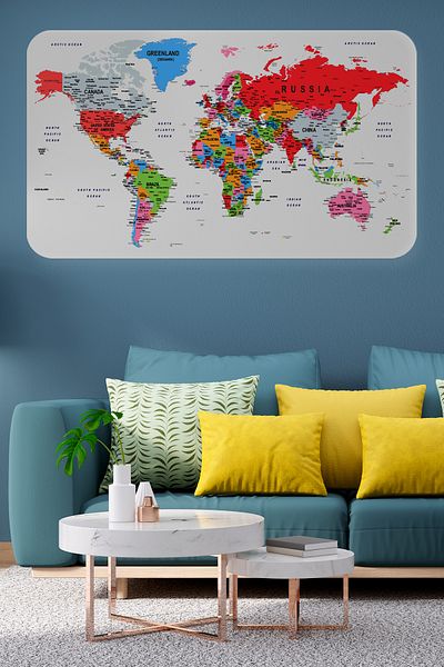 Dropcek eticaret Educational Country and Capital Detailed Atlas World Map Wall Sticker-85x130-3853