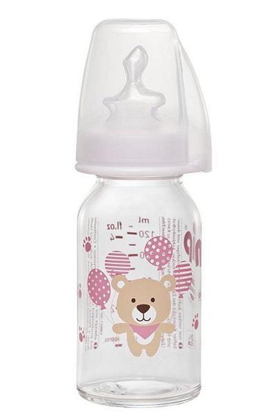 Nip Wide Neck Bottle 125 ml Anti-Colic Glass Feeding Bottle Girl