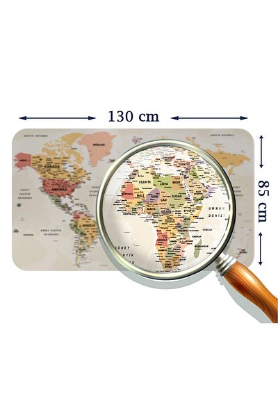 Dropcek eticaret Tutorial World and Turkey Map - Children's Room Wall Sticker 85x130