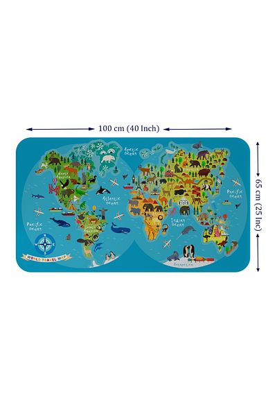 Dropcek eticaret World Map Wall Sticker for Educational Kids and Baby Room - 60x105mm