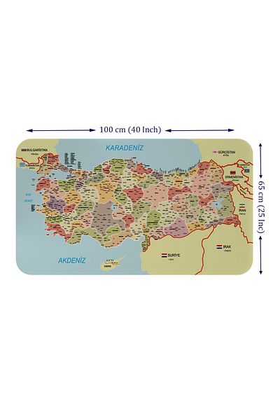 Dropcek eticaret Educational and Instructional Detailed Neighbor Turkey Map Wall Sticker - 60x105-3846