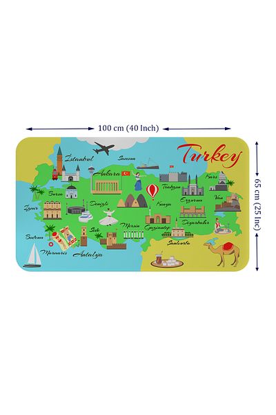 Dropcek eticaret Educational and Instructional Children's Room Turkey Map Wall Sticker - 60x105-3876