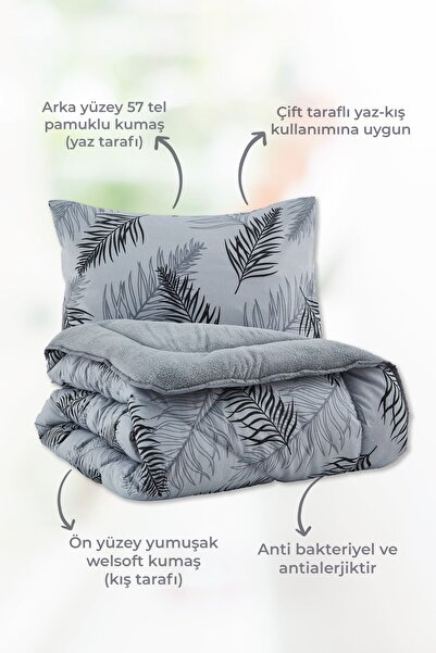 MARLA HOME Пухнастий двоспальний - Welsoft Palm Baklava Desenli ковдра комплект