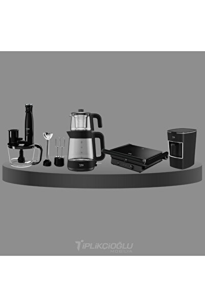 Beko Floral Siyah Çeyiz Seti 4'lü Paket