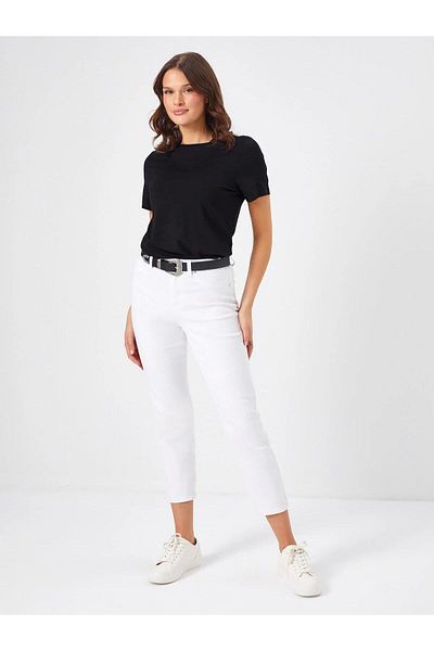 Faik Sönmez B00044 - White Slim Fit Cotton Trousers