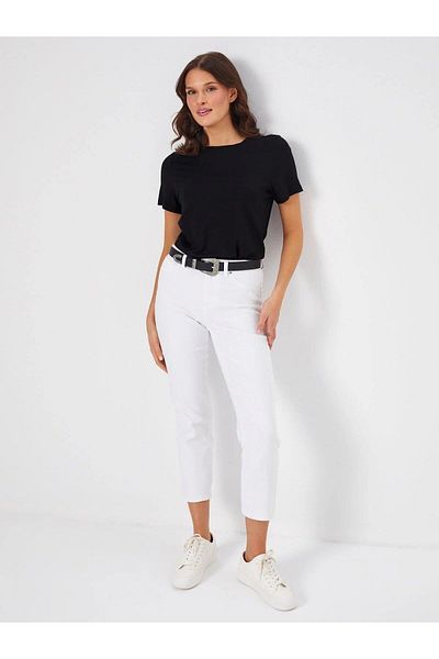 Faik Sönmez B00044 - White Slim Fit Cotton Trousers