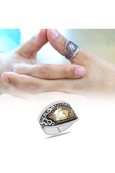 Genel Markalar Happymodds Siyah Zirkon Taş Mıhlamalı Teşkîlât-ı Mahsûsa Motifli 925 Ayar Gümüş Okçu (ZİHGİR) Yüzüğü