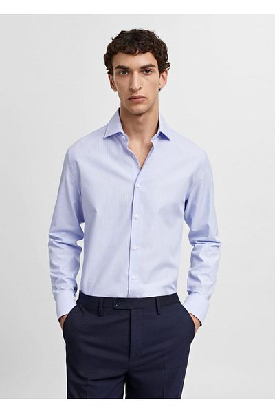 MANGO Man Slim Fit Corded Striped Shirt