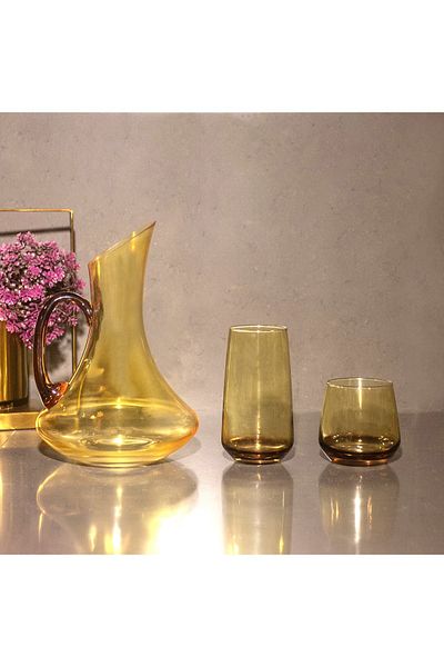 sudeka 12-Person 25-Piece Colored Glass Water and Cup Set