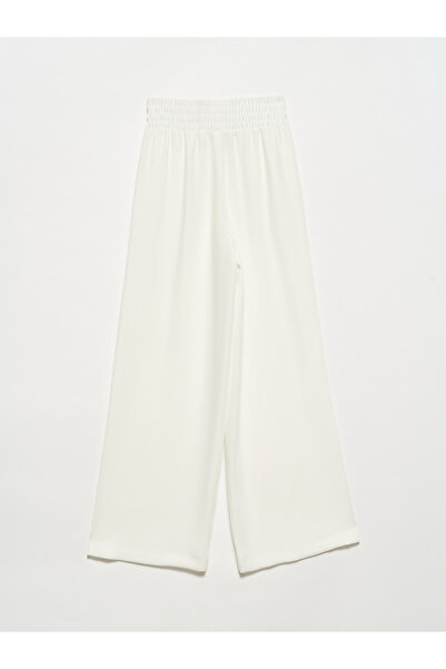 Dilvin 70551 Beli Lastikli Geniş Pantolon-beyaz
