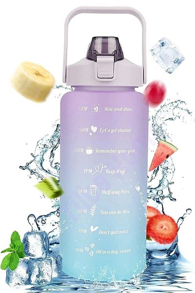 Rosemor 3-Piece Motivational Water Bottle Colorful Figured Water Bottle with Straw