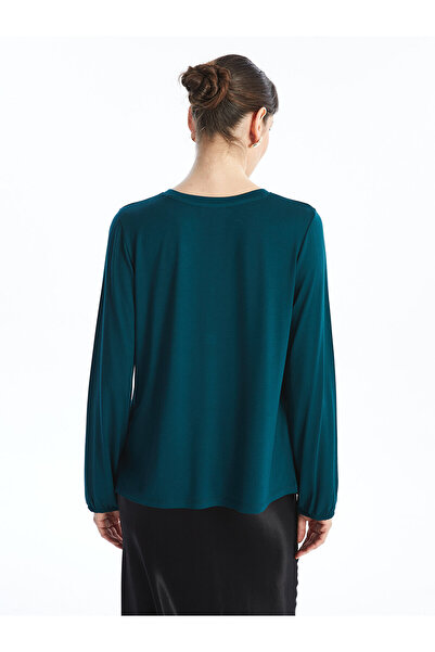 LC Waikiki Dámská halenka LCW – límeček, flitrový flitr, dlouhý rukáv