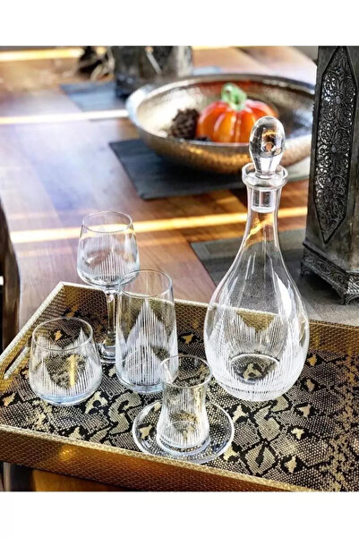 sudeka Eyfel 31 Parça 6 Kişilik Kesme Çeyiz Su Takımı, Cam Sürahi Bardak Kade...