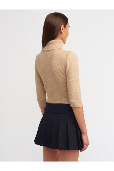 Dilvin 80816 Kalın Pilili Şort Etek-Siyah