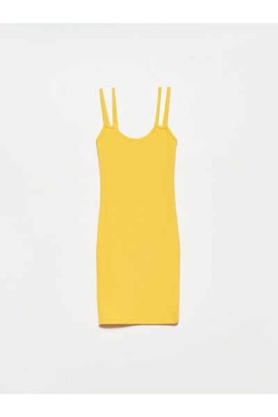 Dilvin 9140 Strap Dress-yellow