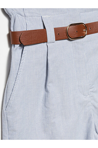 Dilvin 71140 Beli Lastikli Kemerli Şort-Mavi