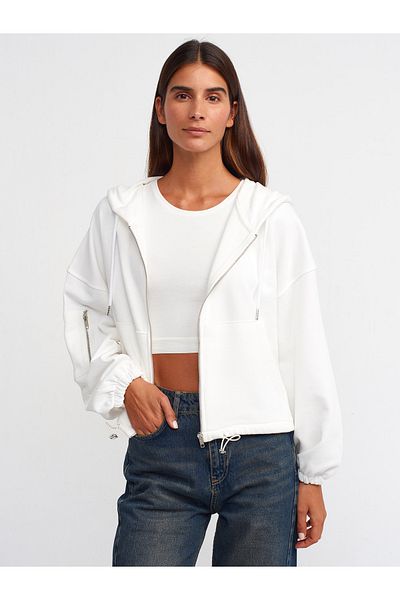 Dilvin 40159 Soft Bomber Jacket with Stopper-Ecru