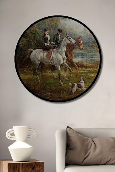 Teona Ahşap Çerçeve Görünümlü Atlı Gezinti Manzaralı Dekoratif Ahşap MDF Ev D...