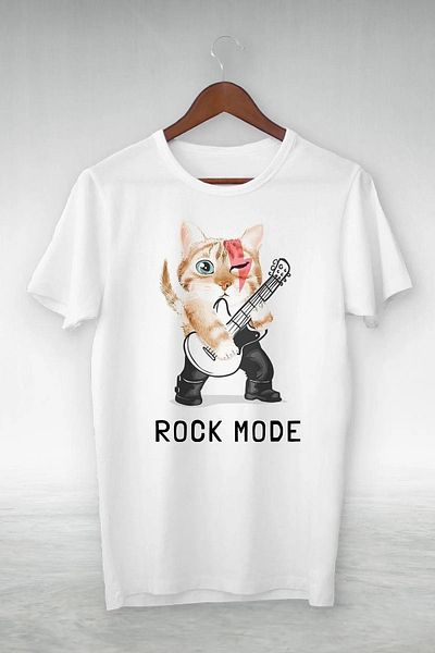 Pink Sky Μπλουζάκι Rock Mode White Illustration - Vip Design