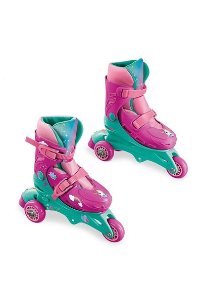 Sunman Children's Pink Unicorn Patterned Inline 3 Roller Skates