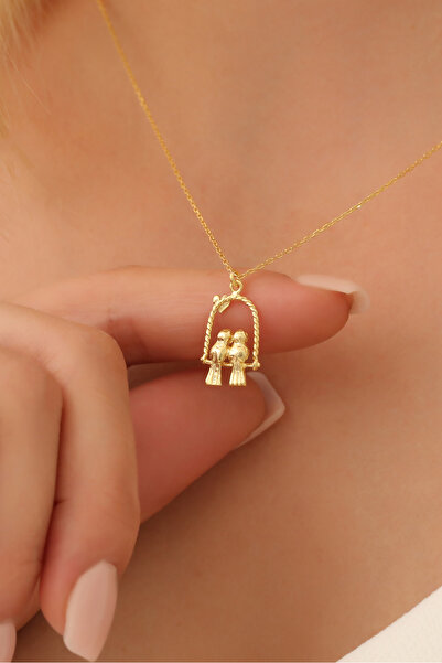 Nox Jewelry 925 Ayar Gümüş Aşk Kuşları Temalı Kolye