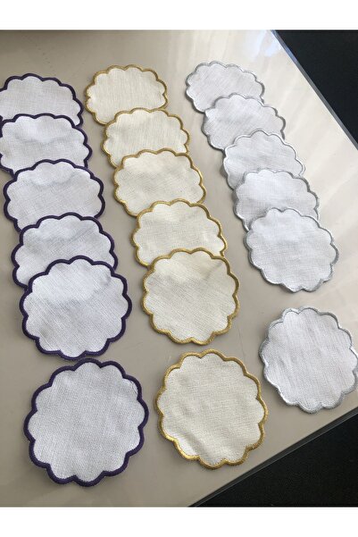 İpekce kanavice 6 adet işlenebilir linen kumaş kokteyl peçetesi