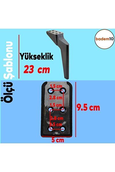 Badem10 Logan Mobilier de lux Canapea Unitate TV Scaun Scaun Picior 23 Cm Picioare Consolă Negru