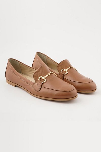 CZ London Genuine Leather Women's Loafer Casual Shoes with Metal Accessories