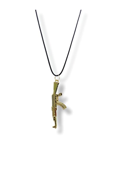 whocares Unisex Gold Renk Ak-47 Silah Kolye Kaliteli Şık