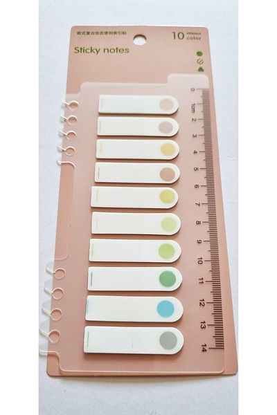 Modellino 10 Colors Adhesive - Finger Open Nail Postit Brace (200 Pieces) with Plastic Ruler