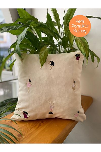 RahanDesign Cotton Throw Pillow Cover - Dance Pattern Embroidery Embroidered - 43*43cm