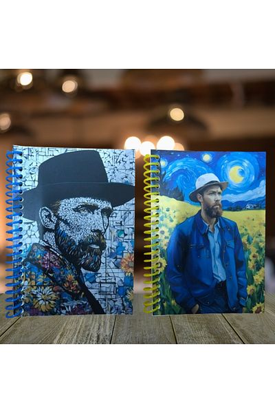 Pridas تصميم خاص بموضوع Van Gogh مقاس A6 - مجموعة دفتر ملاحظات غير مبطنة