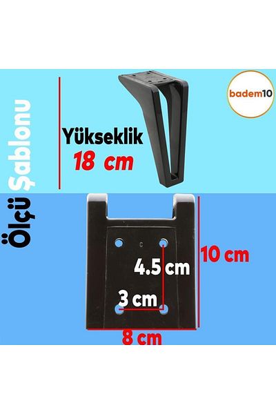 Badem10 Set Penta de 6 - Unitate TV, Consolă, Fotoliu și Canapea. Picioare Negre 18 Cm - Cu Șuruburi M8