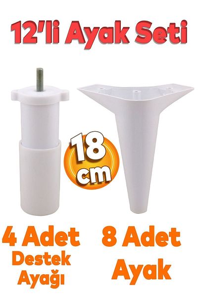 Badem10 Aspen Set 12 Mobilier Canapea Fotoliu Unitate TV Picior Suport picioare 18 Cm Consolă albă