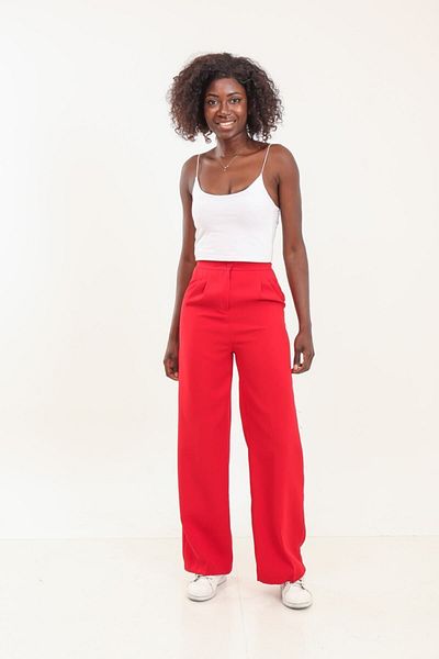 WoolnClyde Women's High Waist Wide Leg Pleated Flowy Fabric Palazzo Trousers