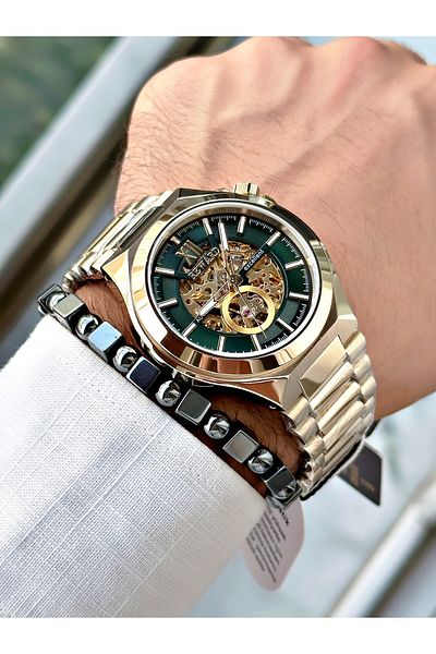 Reward Men's Wristwatch - Silver Rose Gold, Luxury Mechanism, Steel Cord + Bracelet Gift
