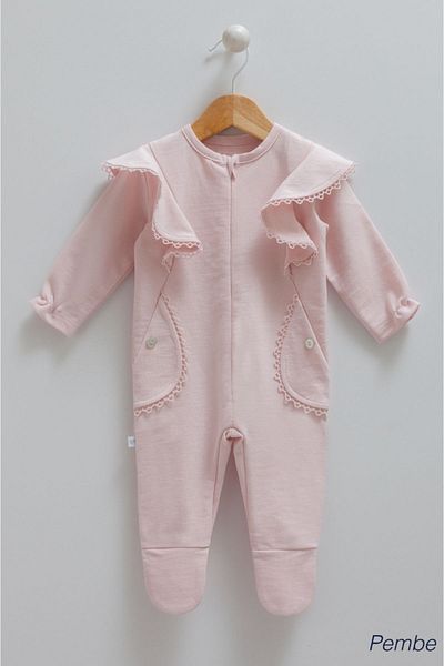 Caramell 100% Cotton Baby Rompers - Ruffle Detailed, Booties (1-3 and 3-6 Months), 6-9 and 9-12 Months Without Booties