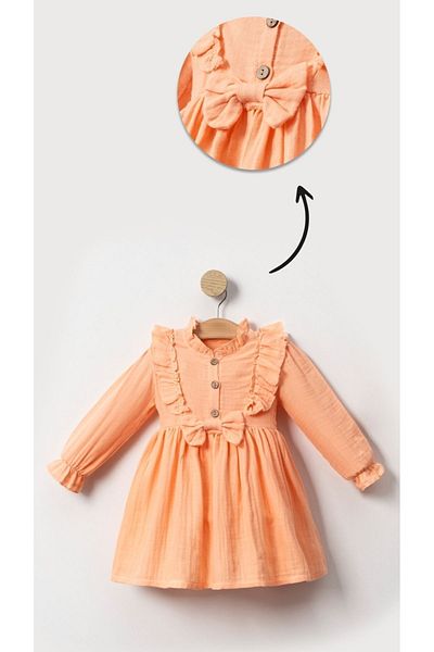 aden kids Rochie de vis de primăvară culoare somon - muselină 100% bumbac,