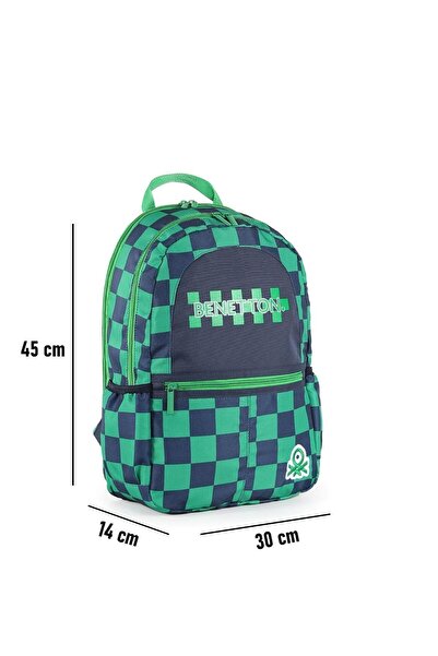 United Colors of Benetton Σχολική τσάντα Benetton 03773 - Πράσινη και Μαύρη