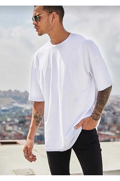 Pink Sky Calipso Unisex Oversize Λευκό T-shirt