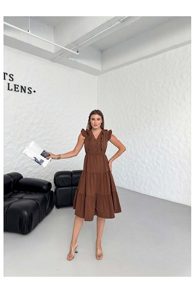 Elif Özbey Butik Φόρεμα καφέ βολάν
