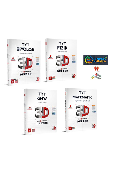3D Yayınları TYT 3D KİMYA + BİYOLOJİ + FİZİK + MATEMATİK Video Destekli Defter