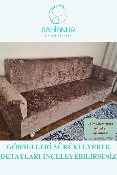 SAHİBNUR Кадифен диван Sahibnur - 3-местен, еластичен и гъвкав, 1 брой