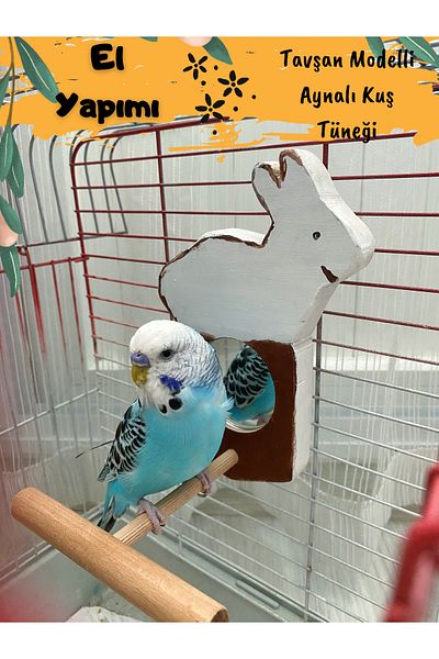 Ciko Kafes Rabbit Model White Mirrored Bird Perch