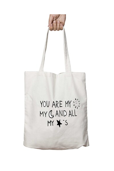 ART HEDİYE You Are My Sun - Two Sides Lasting and Washable Shoulder Tote Bag