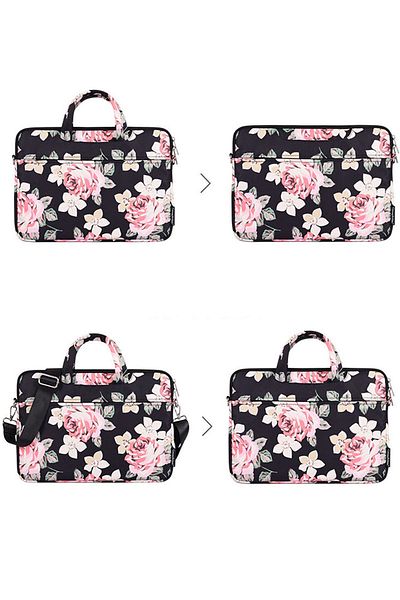 Go Veform Servietă pentru femei de 15 inchi, albastru bleumarin, cu model floral și geantă de protecție pentru laptop - EVRH40