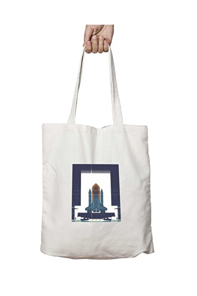 ART HEDİYE Spacex Rocket - Two Sides Lasting and Washable Shoulder Tote Bag