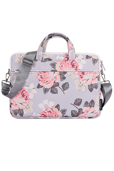 Go Veform Geantă gri de protecție pentru laptop și documente pentru femei cu model floral de 15 inchi - EVRH40